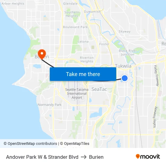 Andover Park W & Strander Blvd to Burien map