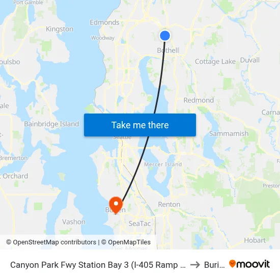 Canyon Park Fwy Station Bay 3 (I-405 Ramp & Sr 527) to Burien map