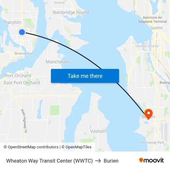 Wheaton Way Transit Center (WWTC) to Burien map