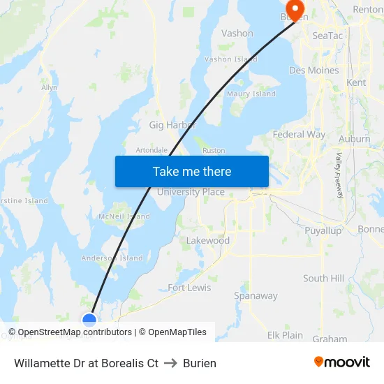 Willamette Dr at Borealis Ct to Burien map