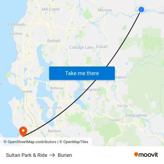 Sultan Park & Ride to Burien map