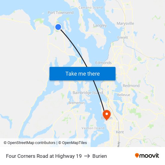 Four Corners Road at Highway 19 to Burien map