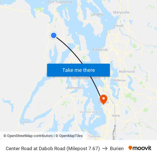 Center Road at Dabob Road (Milepost 7.67) to Burien map