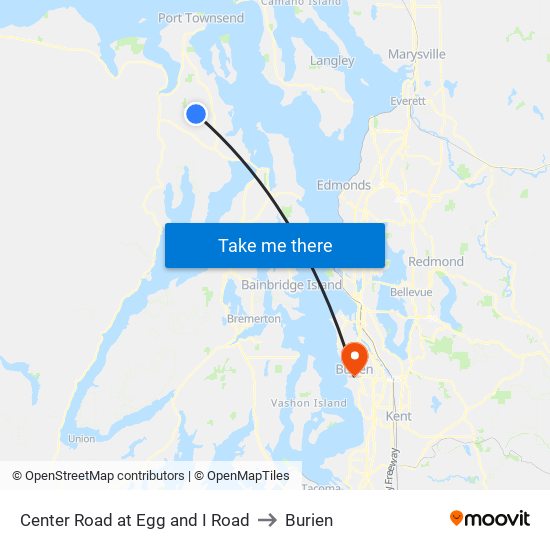Center Road at Egg and I Road to Burien map