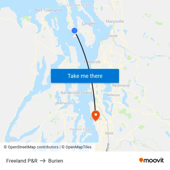 Freeland P&R to Burien map