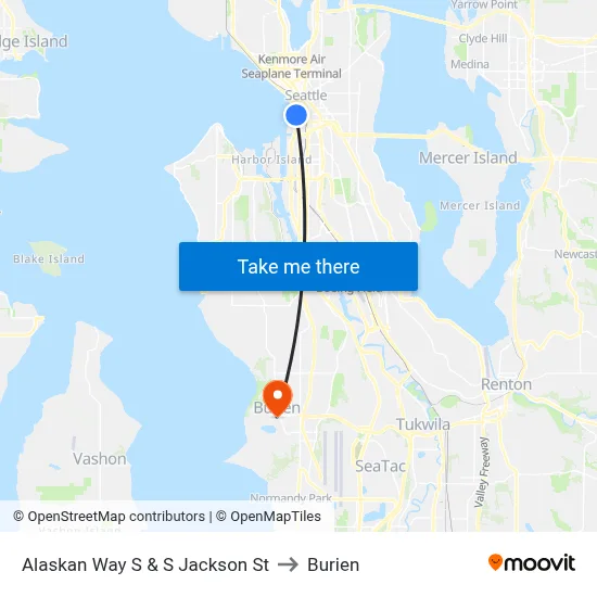 Alaskan Way S & S Jackson St to Burien map