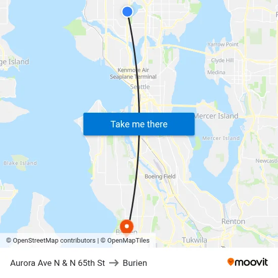 Aurora Ave N & N 65th St to Burien map