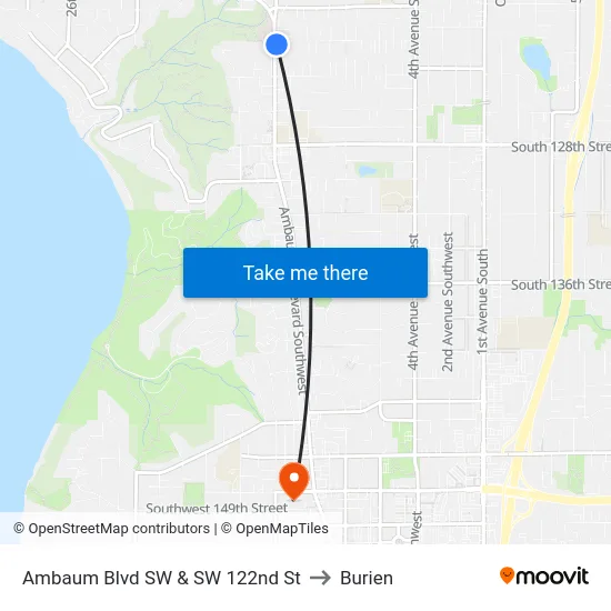 Ambaum Blvd SW & SW 122nd St to Burien map