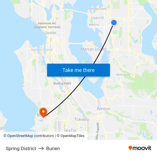 Spring District to Burien map