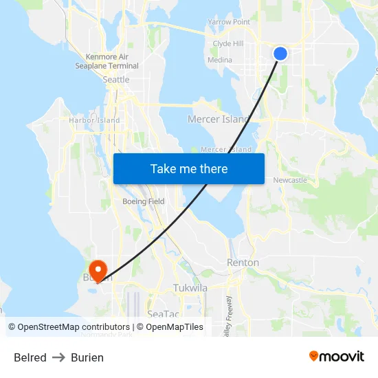Belred to Burien map