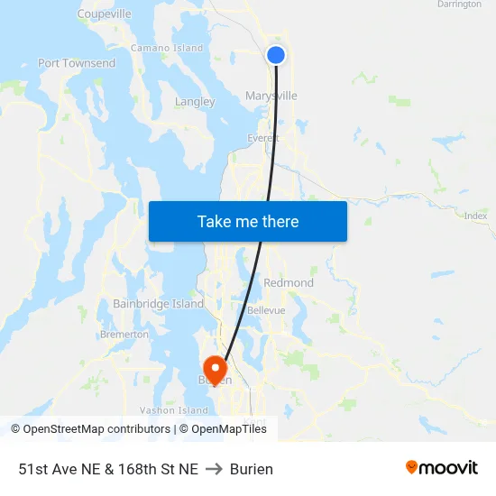 51st Ave NE & 168th St NE to Burien map
