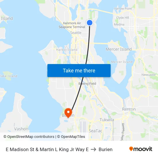E Madison St & Martin L King Jr Way E to Burien map