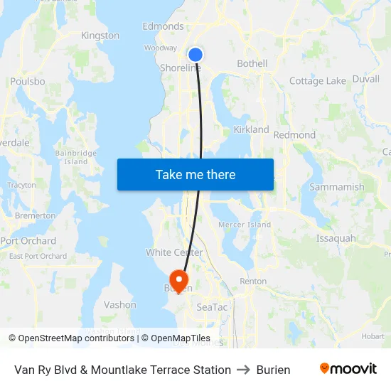 Van Ry Blvd & Terrace Station to Burien map