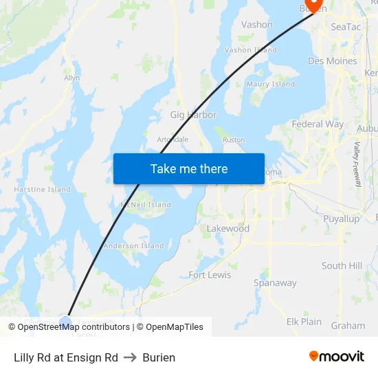 Lilly Rd at Ensign Rd to Burien map