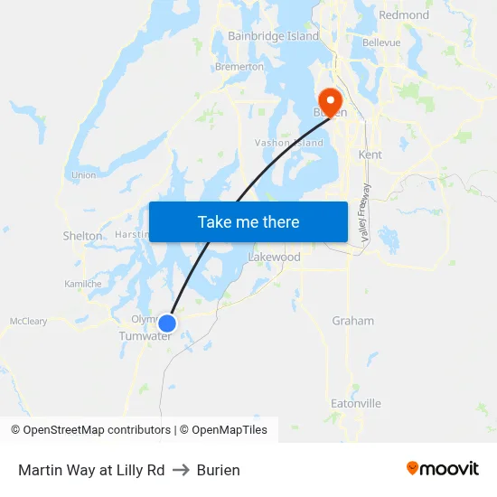 Martin Way at Lilly Rd to Burien map
