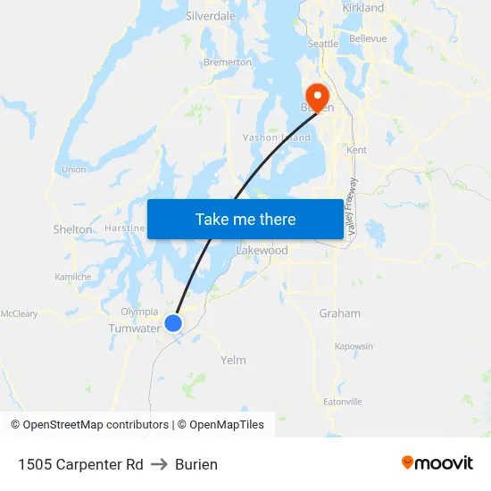 1505 Carpenter Rd to Burien map