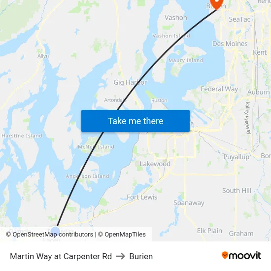 Martin Way at Carpenter Rd to Burien map
