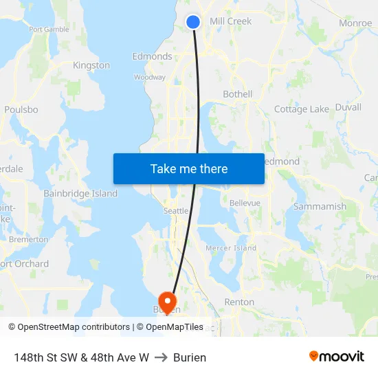 148th St SW & 48th Ave W to Burien map