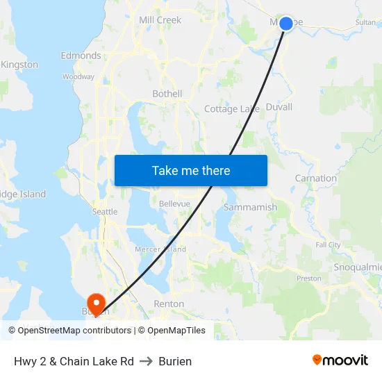 Hwy 2 & Chain Lake Rd to Burien map