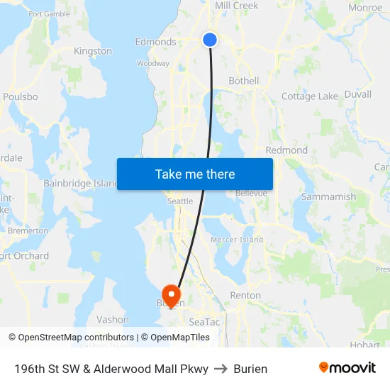 196th St SW & Alderwood Mall Pkwy to Burien map