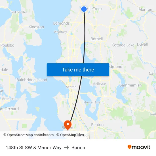 148th St SW & Manor Way to Burien map