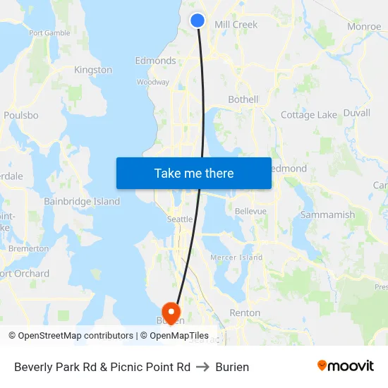 Beverly Park Rd & Picnic Point Rd to Burien map