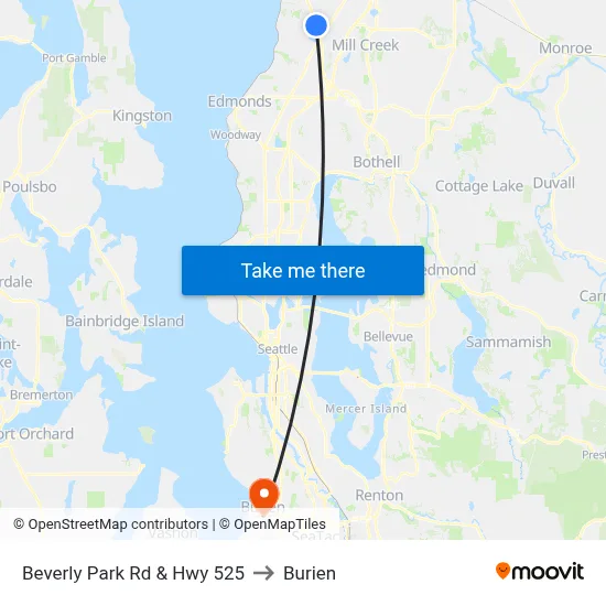 Beverly Park Rd & Hwy 525 to Burien map