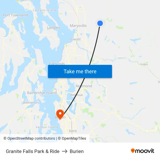 Granite Falls Park & Ride to Burien map