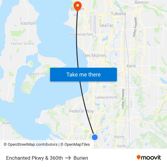 Enchanted Pkwy & 360th to Burien map
