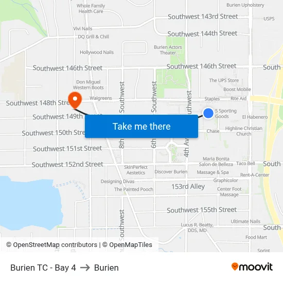 Burien TC - Bay 4 to Burien map