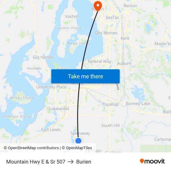 Mountain Hwy E & Sr 507 to Burien map