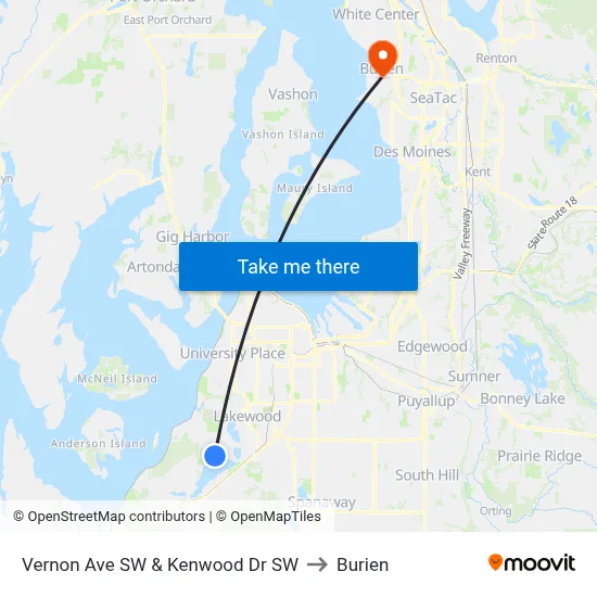 Vernon Ave SW & Kenwood Dr SW to Burien map