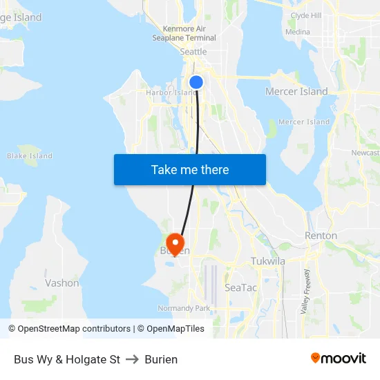 Bus Wy & Holgate St to Burien map