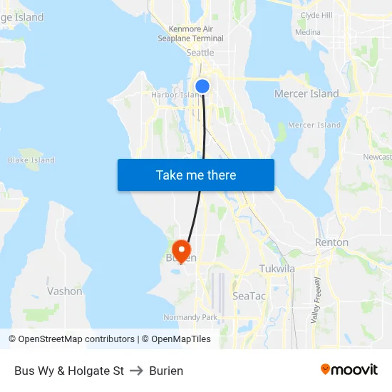 Bus Wy & Holgate St to Burien map