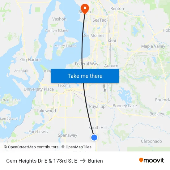 Gem Heights Dr E & 173rd St E to Burien map