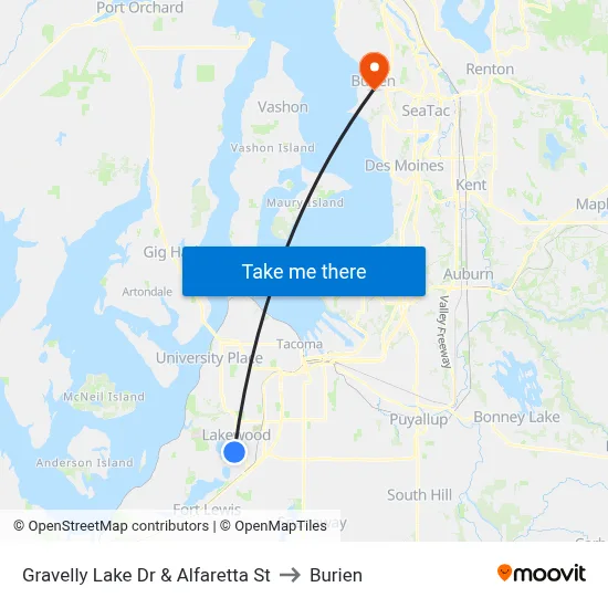Gravelly Lake Dr & Alfaretta St to Burien map