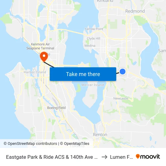 Eastgate Park & Ride ACS & 140th Ave SE - Bay 2 to Lumen Field map