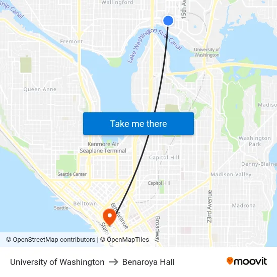 University of Washington to Benaroya Hall map