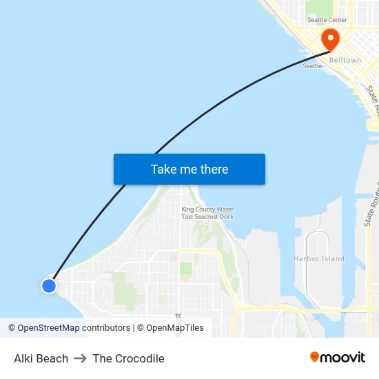 Alki Beach, Seattle, WA 98116 to The Crocodile map