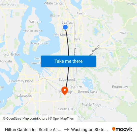 Hilton Garden Inn Seattle Airport to Washington State Fair map