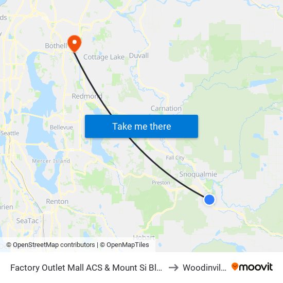 Factory Outlet Mall ACS & Mount Si Blvd to Woodinville map