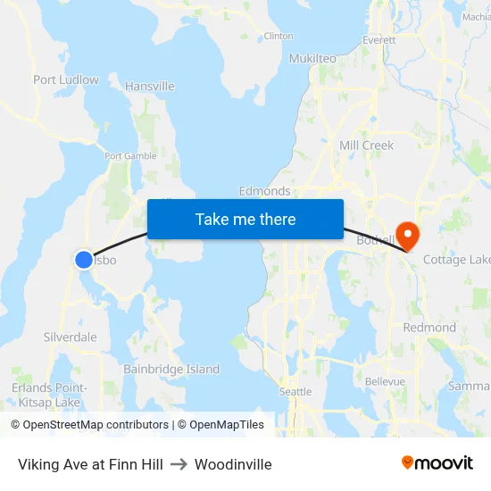 Viking Ave at Finn Hill to Woodinville map