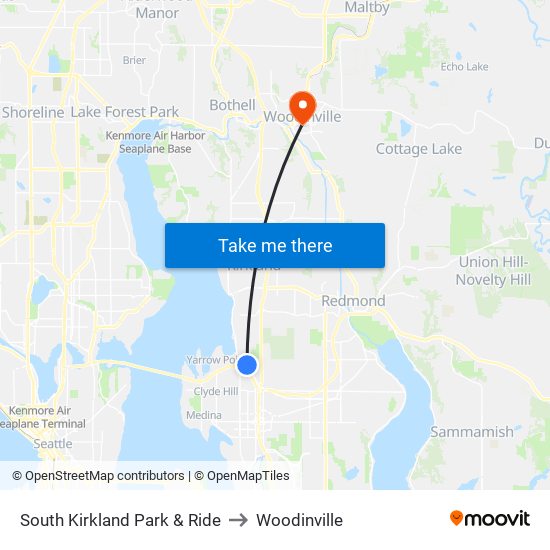 South Kirkland Park & Ride to Woodinville map