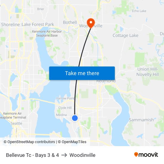 Bellevue Tc - Bays 3 & 4 to Woodinville map