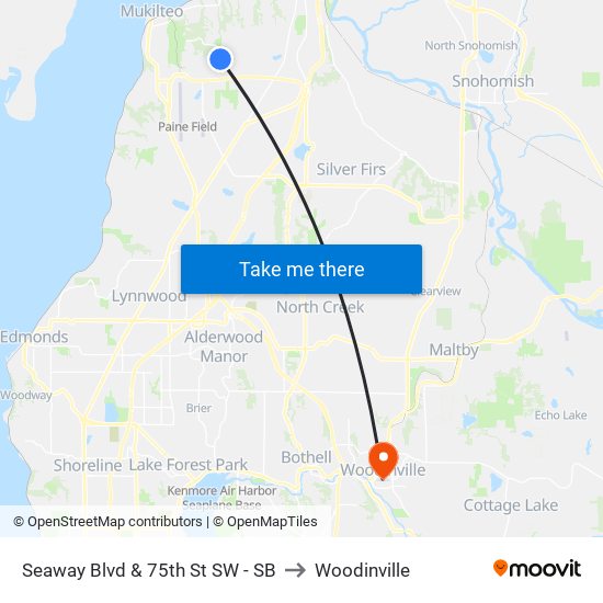 Seaway Blvd & 75th St SW - SB to Woodinville map