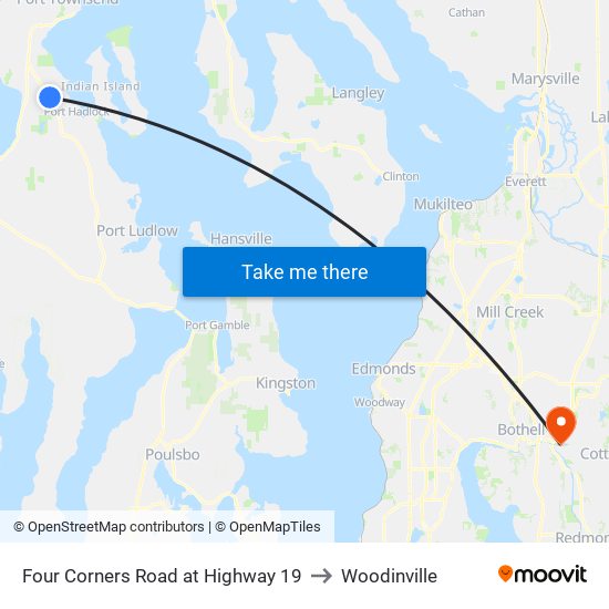 Four Corners Road at Highway 19 to Woodinville map