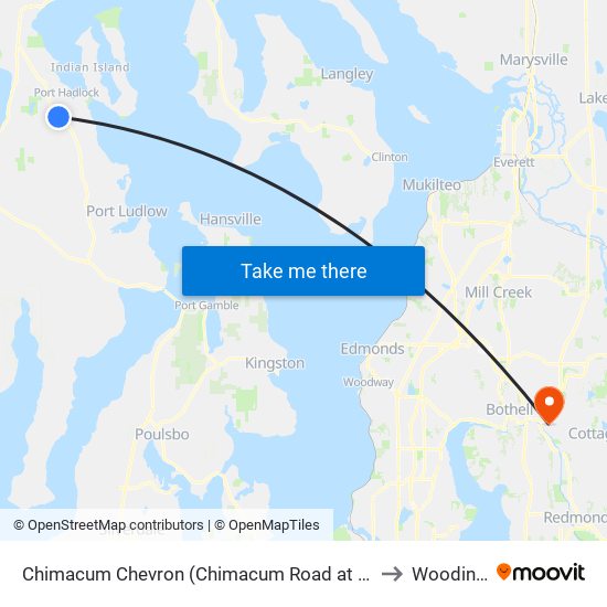 Chimacum Chevron (Chimacum Road at Highway 19) to Woodinville map