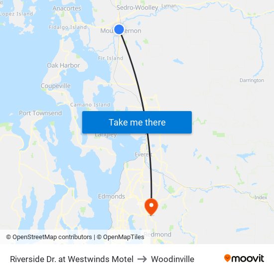 Riverside Dr. at Westwinds Motel to Woodinville map