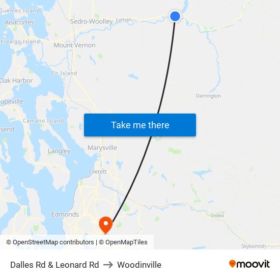 Dalles Rd & Leonard Rd to Woodinville map