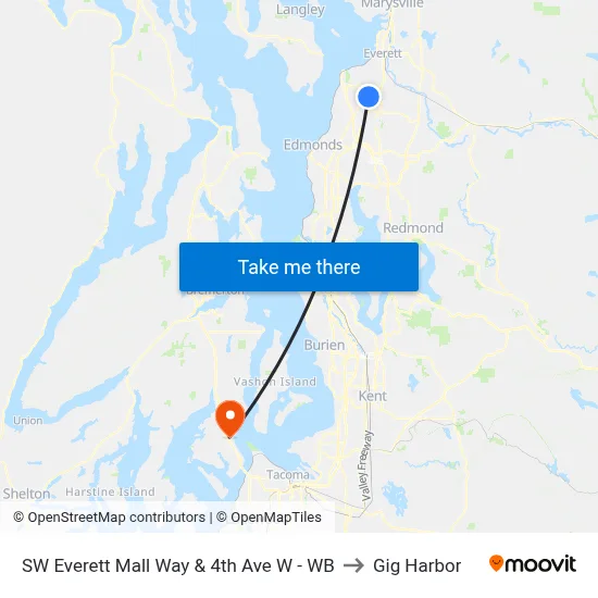 SW Everett Mall Way & 4th Ave W - WB to Gig Harbor map